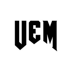 UEM letter logo design for technology company. UEM logo design black and white color combination. UEM logo, UEM vector, UEM design, UEM icon, UEM alphabet. UEM typography logo design.