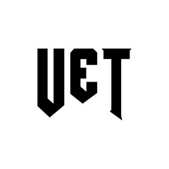 UET letter logo design for technology company. UET logo design black and white color combination. UET logo, UET vector, UET design, UET icon, UET alphabet. UET typography logo design.