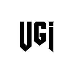 UGI letter logo design for technology company. UGI logo design black and white color combination. UGI logo, UGI vector, UGI design, UGI icon, UGI alphabet. UGI typography logo design.