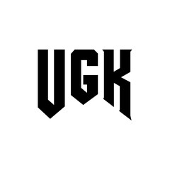 UGK letter logo design for technology company. UGK logo design black and white color combination. UGK logo, UGK vector, UGK design, UGK icon, UGK alphabet. UGK typography logo design.