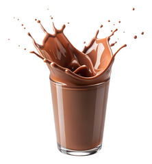 Fototapeta premium chocolate splash in glass isolated on transparent background Remove png, Clipping Path