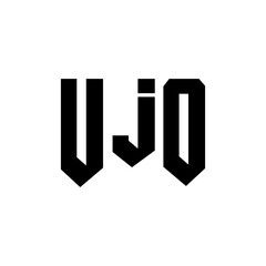 UJO letter logo design for technology company. UJO logo design black and white color combination. UJO logo, UJO vector, UJO design, UJO icon, UJO alphabet. UJO typography logo design.