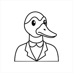 Dapper Duck Head Vector Illustration Elegant Bird Line Art