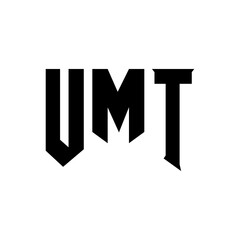UMT letter logo design for technology company. UMT logo design black and white color combination. UMT logo, UMT vector, UMT design, UMT icon, UMT alphabet. UMT typography logo design.