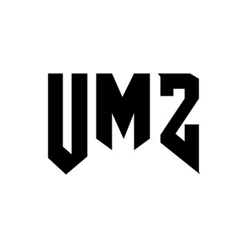 UMZ letter logo design for technology company. UMZ logo design black and white color combination. UMZ logo, UMZ vector, UMZ design, UMZ icon, UMZ alphabet. UMZ typography logo design.
