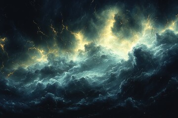 Stormy clouds and lightning display sky digital dramatic atmosphere wide angle view nature's fury