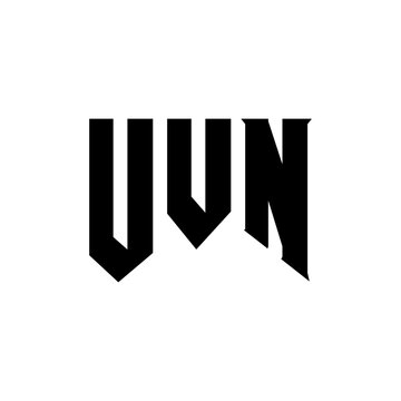 UVN letter logo design for technology company. UVN logo design black and white color combination. UVN logo, UVN vector, UVN design, UVN icon, UVN alphabet. UVN typography logo design.