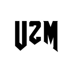 UZM letter logo design for technology company. UZM logo design black and white color combination. UZM logo, UZM vector, UZM design, UZM icon, UZM alphabet. UZM typography logo design.