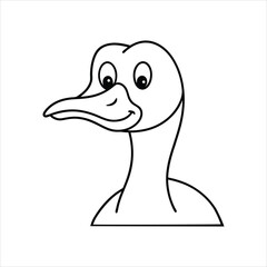  Grumpy Goose Head Cartoon Vector Illustration Line Art Design