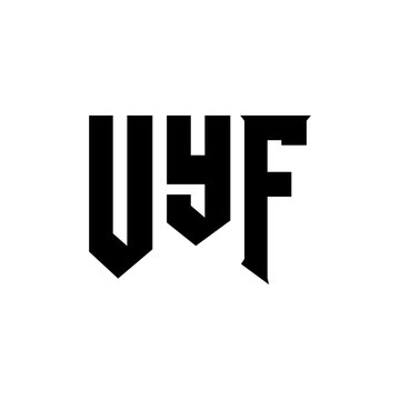 UYF letter logo design for technology company. UYF logo design black and white color combination. UYF logo, UYF vector, UYF design, UYF icon, UYF alphabet. UYF typography logo design.