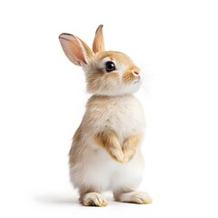 Obraz premium A beautiful rabbit standing isolated on a white background.