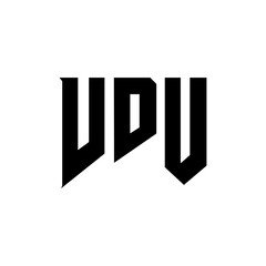 VDU letter logo design for technology company. VDU logo design black and white color combination. VDU logo, VDU vector, VDU design, VDU icon, VDU alphabet. VDU typography logo design.