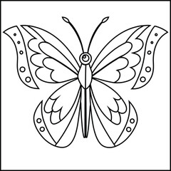 Butterfly Vector Illustration with Delicate Wings and Floral Elements Artwork