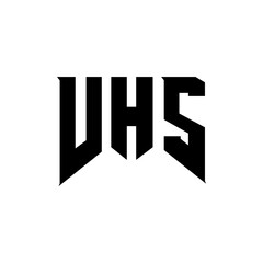 VHS letter logo design for technology company. VHS logo design black and white color combination. VHS logo, VHS vector, VHS design, VHS icon, VHS alphabet. VHS typography logo design.
