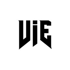 VIE letter logo design for technology company. VIE logo design black and white color combination. VIE logo, VIE vector, VIE design, VIE icon, VIE alphabet. VIE typography logo design.