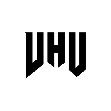 VHU letter logo design for technology company. VHU logo design black and white color combination. VHU logo, VHU vector, VHU design, VHU icon, VHU alphabet. VHU typography logo design.
