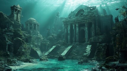 Obraz premium Sunlit Underwater Ruins