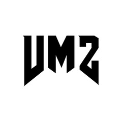 Obraz premium VMZ letter logo design for technology company. VMZ logo design black and white color combination. VMZ logo, VMZ vector, VMZ design, VMZ icon, VMZ alphabet. VMZ typography logo design.