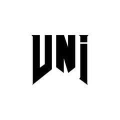 VNI letter logo design for technology company. VNI logo design black and white color combination. VNI logo, VNI vector, VNI design, VNI icon, VNI alphabet. VNI typography logo design.