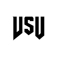 VSU letter logo design for technology company. VSU logo design black and white color combination. VSU logo, VSU vector, VSU design, VSU icon, VSU alphabet. VSU typography logo design.