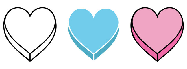 Set Of Hearts Isolated On White