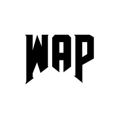 WAP letter logo design for technology company. WAP logo design black and white color combination. WAP logo, WAP vector, WAP design, WAP icon, WAP alphabet. WAP typography logo design.