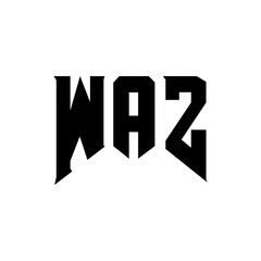 WAZ letter logo design for technology company. WAZ logo design black and white color combination. WAZ logo, WAZ vector, WAZ design, WAZ icon, WAZ alphabet. WAZ typography logo design.
