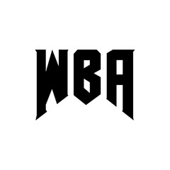 WBA letter logo design for technology company. WBA logo design black and white color combination. WBA logo, WBA vector, WBA design, WBA icon, WBA alphabet. WBA typography logo design.