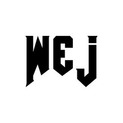 WEJ letter logo design for technology company. WEJ logo design black and white color combination. WEJ logo, WEJ vector, WEJ design, WEJ icon, WEJ alphabet. WEJ typography logo design.