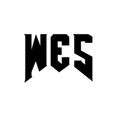 WES letter logo design for technology company. WES logo design black and white color combination. WES logo, WES vector, WES design, WES icon, WES alphabet. WES typography logo design.