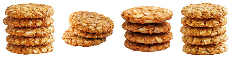 Anzac biscuit Isolated on transparent background, PNG, Set of