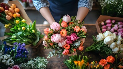 Florist Holding Flower Bouquet