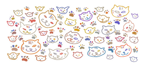 Cats paws pattern line symbol logo print stamp tattoo