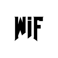 WIF letter logo design for technology company. WIF logo design black and white color combination. WIF logo, WIF vector, WIF design, WIF icon, WIF alphabet. WIF typography logo design.