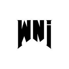 WNI letter logo design for technology company. WNI logo design black and white color combination. WNI logo, WNI vector, WNI design, WNI icon, WNI alphabet. WNI typography logo design.