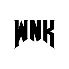 WNK letter logo design for technology company. WNK logo design black and white color combination. WNK logo, WNK vector, WNK design, WNK icon, WNK alphabet. WNK typography logo design.