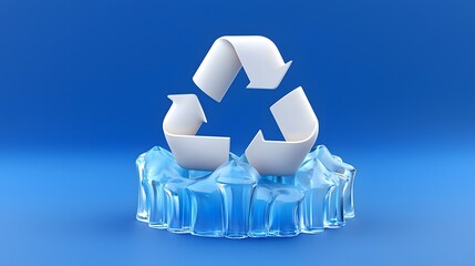 Frozen Recycling Symbol in Pastel Minimalist 3D