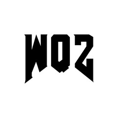 WQZ letter logo design for technology company. WQZ logo design black and white color combination. WQZ logo, WQZ vector, WQZ design, WQZ icon, WQZ alphabet. WQZ typography logo design.