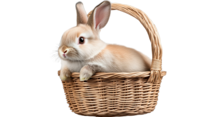 white rabbit in a basket
