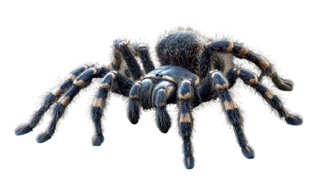 Wolf spider on transparent background