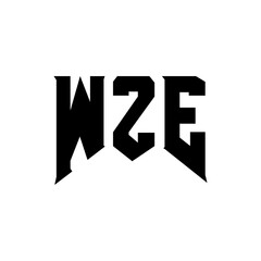 WZE letter logo design for technology company. WZE logo design black and white color combination. WZE logo, WZE vector, WZE design, WZE icon, WZE alphabet. WZE typography logo design.