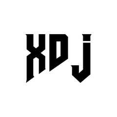 Obraz premium XDJ letter logo design for technology company. XDJ logo design black and white color combination. XDJ logo, XDJ vector, XDJ design, XDJ icon, XDJ alphabet. XDJ typography logo design.