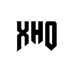 XHO letter logo design for technology company. XHO logo design black and white color combination. XHO logo, XHO vector, XHO design, XHO icon, XHO alphabet. XHO typography logo design.