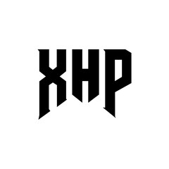 XHP letter logo design for technology company. XHP logo design black and white color combination. XHP logo, XHP vector, XHP design, XHP icon, XHP alphabet. XHP typography logo design.
