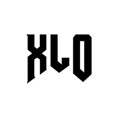 XLO letter logo design for technology company. XLO logo design black and white color combination. XLO logo, XLO vector, XLO design, XLO icon, XLO alphabet. XLO typography logo design.