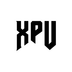 XPU letter logo design for technology company. XPU logo design black and white color combination. XPU logo, XPU vector, XPU design, XPU icon, XPU alphabet. XPU typography logo design.