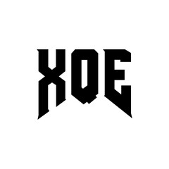 XQE letter logo design for technology company. XQE logo design black and white color combination. XQE logo, XQE vector, XQE design, XQE icon, XQE alphabet. XQE typography logo design.