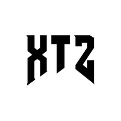 XTZ letter logo design for technology company. XTZ logo design black and white color combination. XTZ logo, XTZ vector, XTZ design, XTZ icon, XTZ alphabet. XTZ typography logo design.