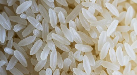 Close Up of White Rice Grains Shows Texture and Detail