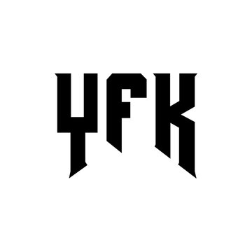 YFK letter logo design for technology company. YFK logo design black and white color combination. YFK logo, YFK vector, YFK design, YFK icon, YFK alphabet. YFK typography logo design.